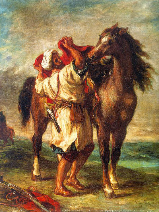 Arabe sellant son cheval - Delacroix