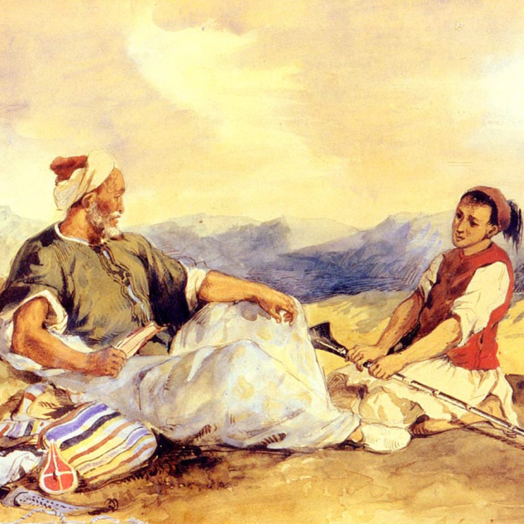 Deux marocains assis dans la campagne - Delacroix