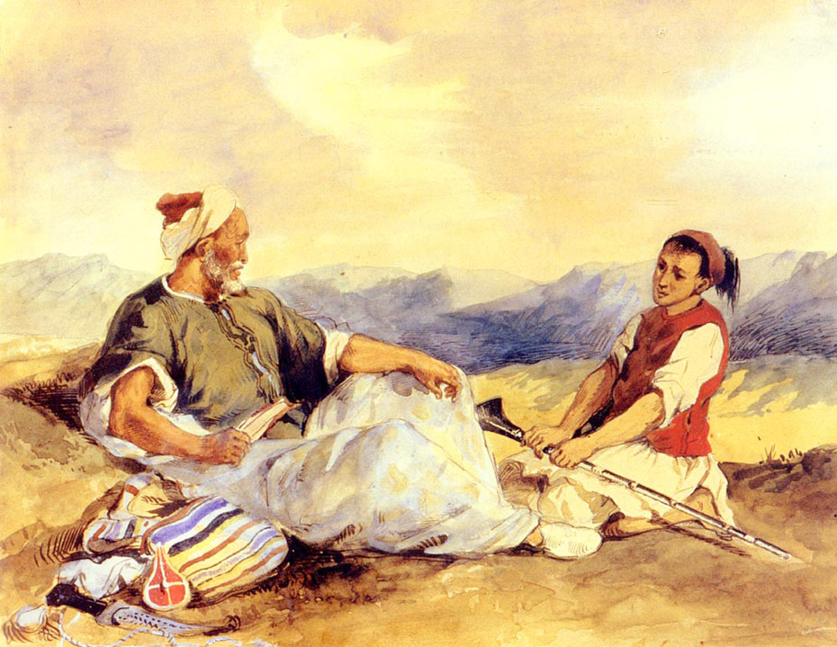 Deux marocains assis dans la campagne - Delacroix