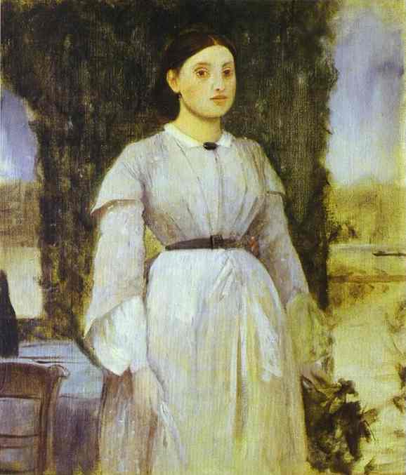 Jeune femme à coté d'une table - Degas