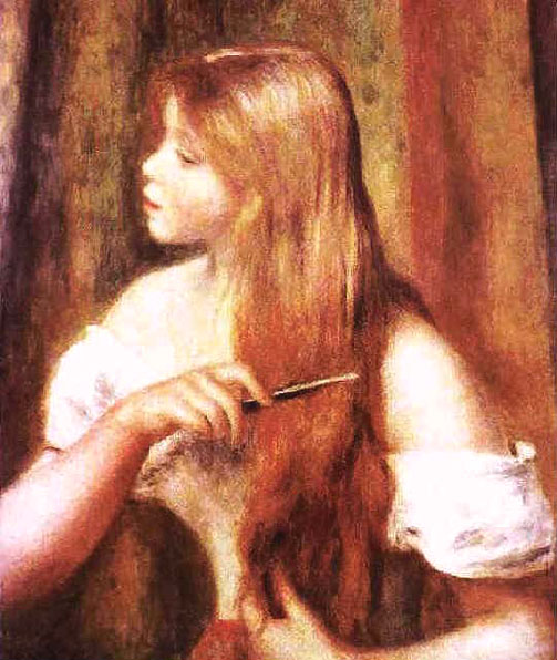 Jeune fille se coiffant les cheveux - Renoir