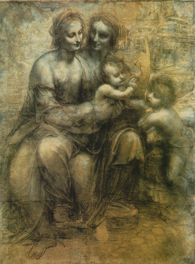 La Vierge et son enfant avec St Anne et le jeune St Jean-Baptiste - De Vinci