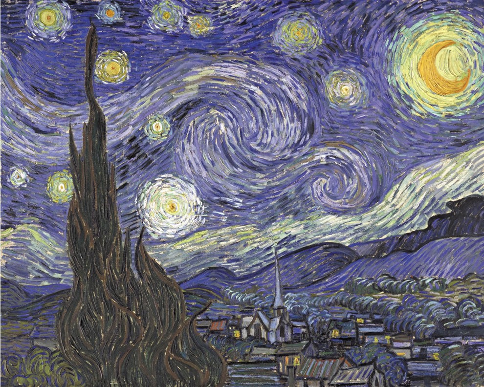 Nuit étoilée (cyprès et village) - Van Gogh