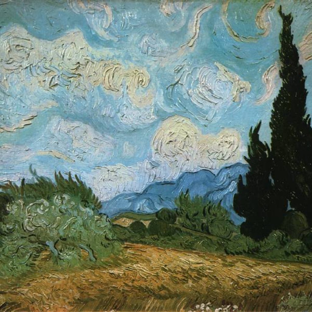 Paysage avec cyprès et arbres en fleurs  - Van Gogh