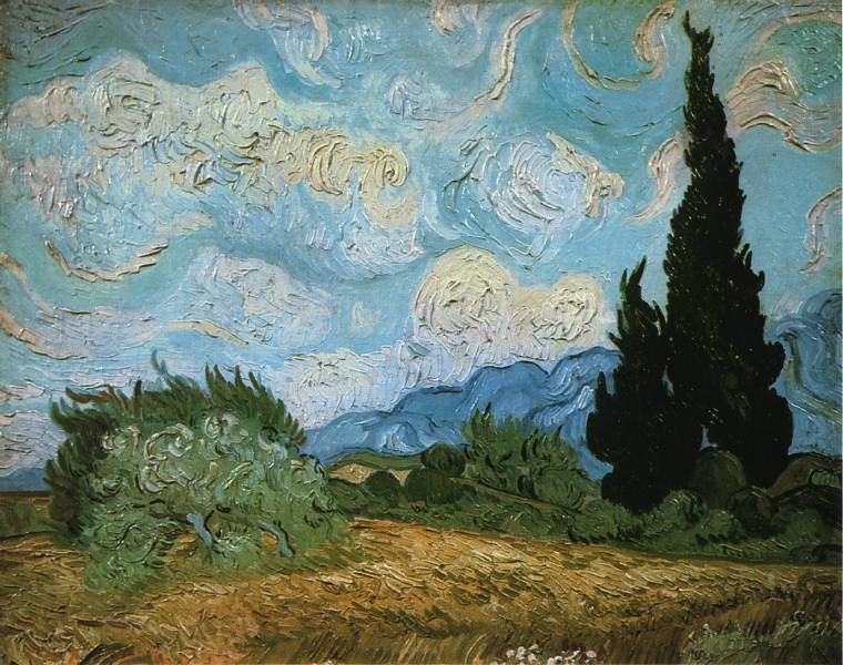 Paysage avec cyprès et arbres en fleurs  - Van Gogh