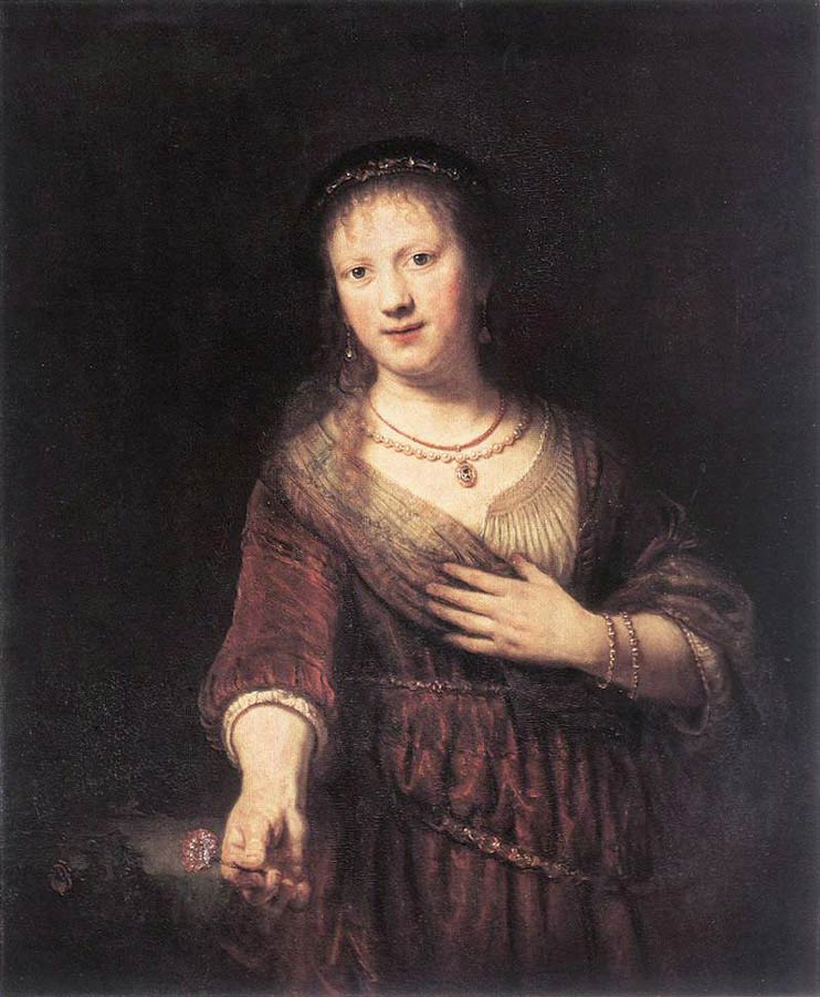 Portrait de Saskia avec une fleur - Rembrandt