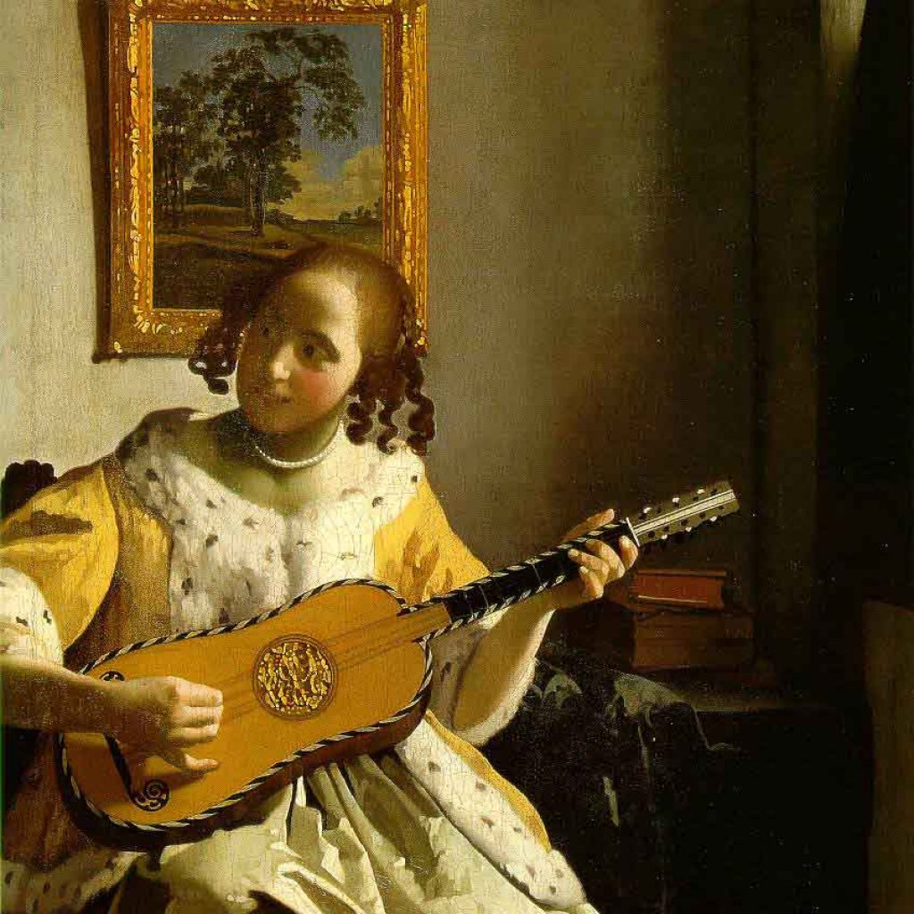 Une femme jouant de la guitare - Vermeer